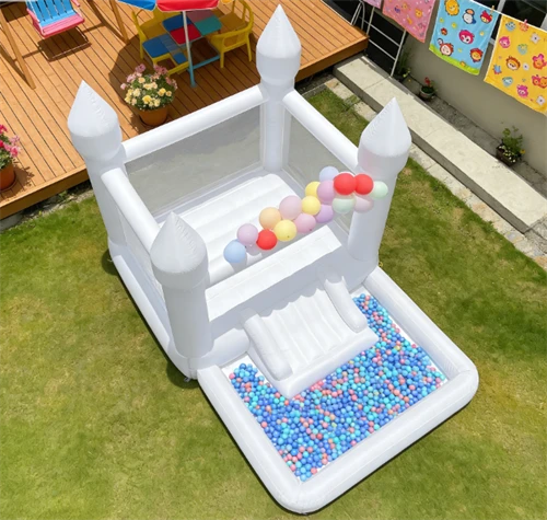 White Bounce House With Slide And Ball Pit best