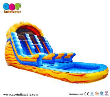 Commercial Inflatable Orange Crash Water Slide with Swimming Pool